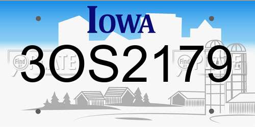 3OS2179 Iowa License Plate