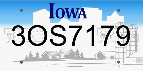 3OS7179 Iowa License Plate