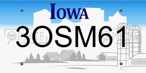 3OSM61 Iowa License Plate