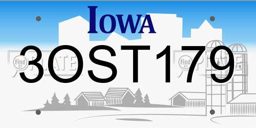 3OST179 Iowa License Plate