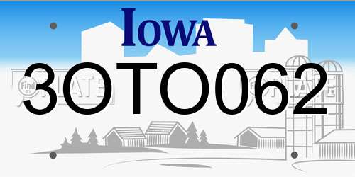 3OTO062 Iowa License Plate