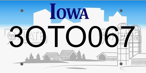 3OTO067 Iowa License Plate