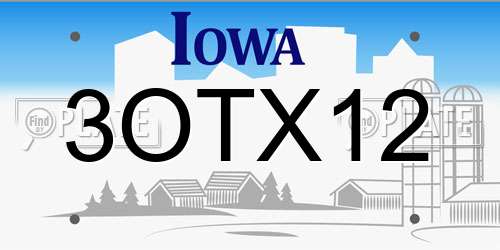 3OTX12 Iowa License Plate