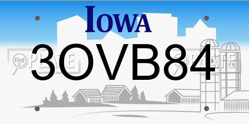 3OVB84 Iowa License Plate