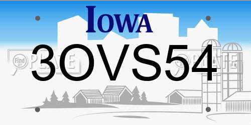 3OVS54 Iowa License Plate