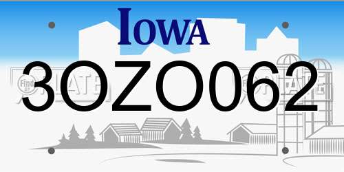 3OZO062 Iowa License Plate