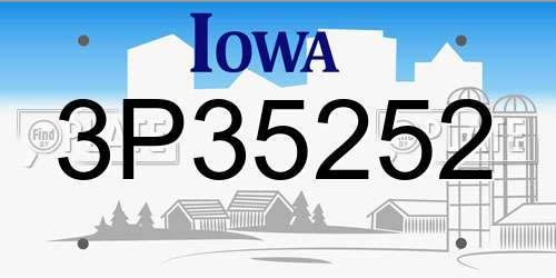 3P35252 Iowa License Plate