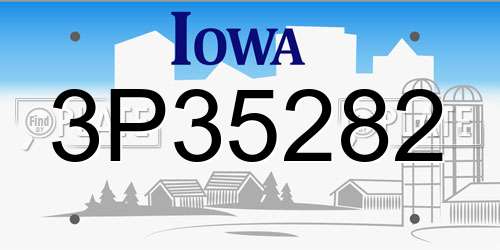 3P35282 Iowa License Plate