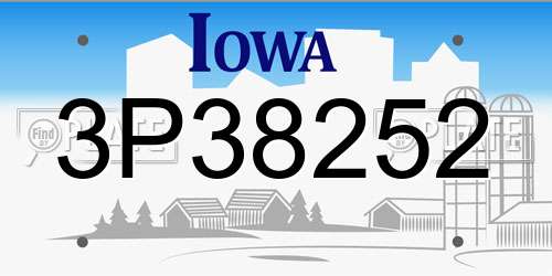 3P38252 Iowa License Plate