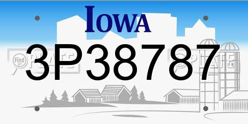 3P38787 Iowa License Plate