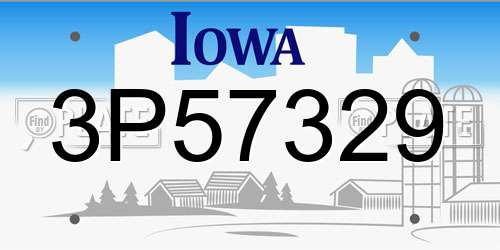 3P57329 Iowa License Plate