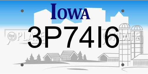 3P74I6 Iowa License Plate