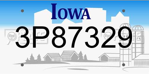 3P87329 Iowa License Plate