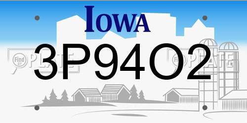 3P94O2 Iowa License Plate