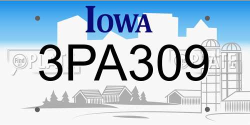 3PA309 Iowa License Plate
