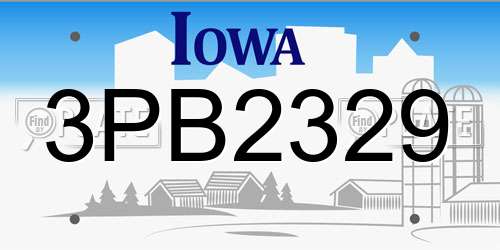 3PB2329 Iowa License Plate