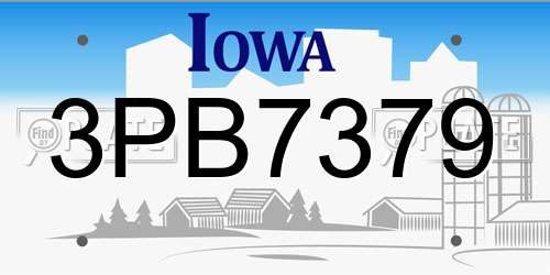 3PB7379 Iowa License Plate