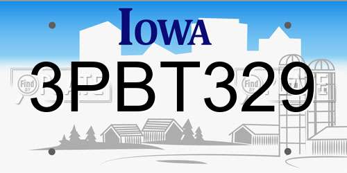 3PBT329 Iowa License Plate