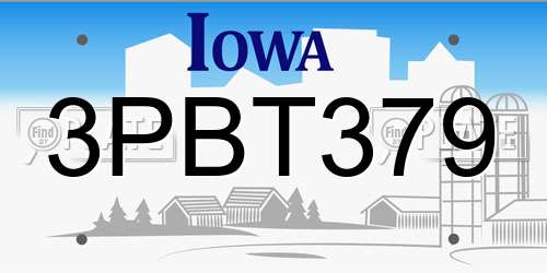 3PBT379 Iowa License Plate