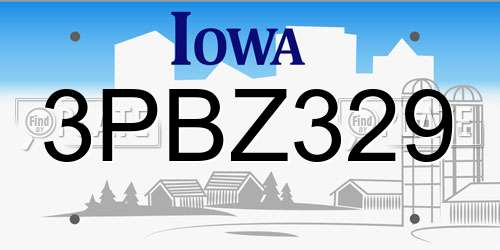 3PBZ329 Iowa License Plate