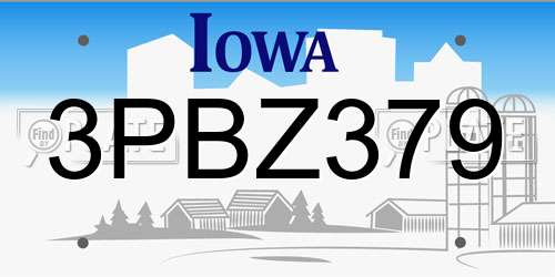 3PBZ379 Iowa License Plate