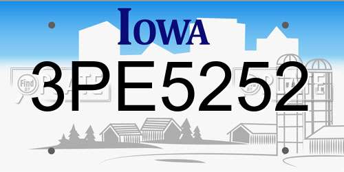 3PE5252 Iowa License Plate