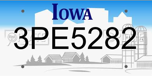 3PE5282 Iowa License Plate