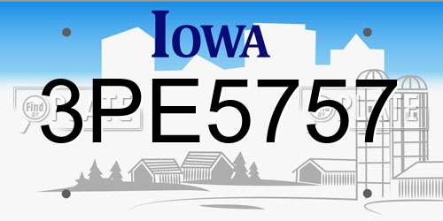 3PE5757 Iowa License Plate