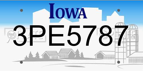 3PE5787 Iowa License Plate