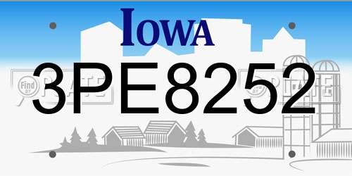 3PE8252 Iowa License Plate