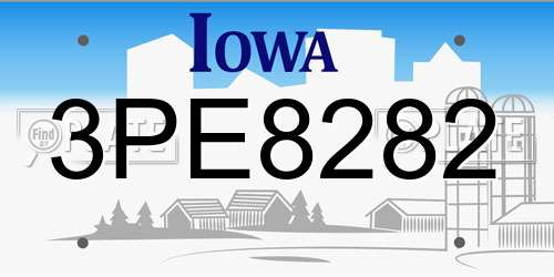 3PE8282 Iowa License Plate