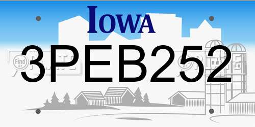 3PEB252 Iowa License Plate