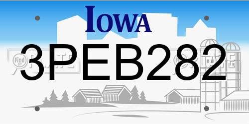 3PEB282 Iowa License Plate