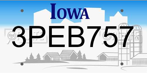 3PEB757 Iowa License Plate