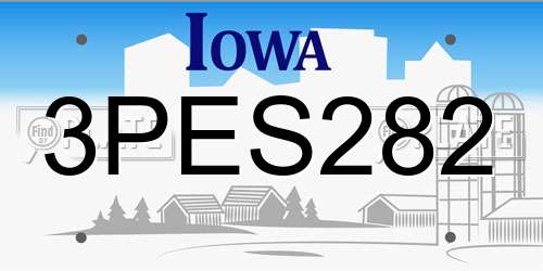 3PES282 Iowa License Plate