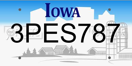 3PES787 Iowa License Plate