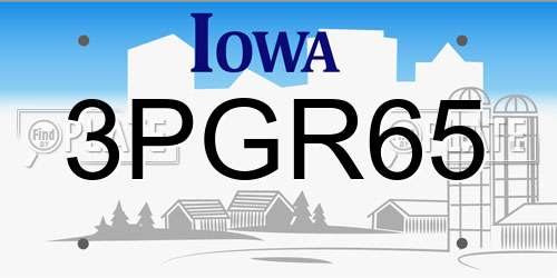 3PGR65 Iowa License Plate