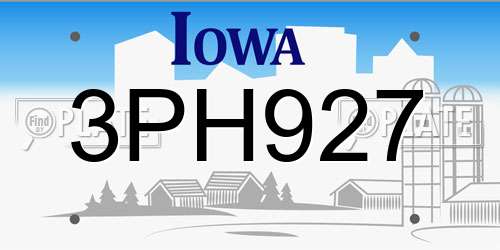 3PH927 Iowa License Plate