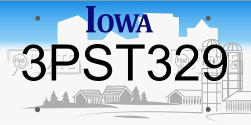 3PST329 Iowa License Plate