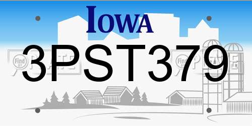3PST379 Iowa License Plate
