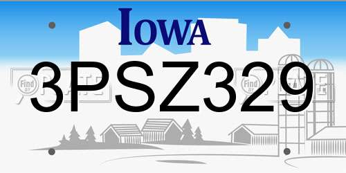 3PSZ329 Iowa License Plate
