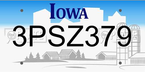3PSZ379 Iowa License Plate
