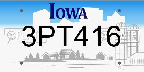 3PT416 Iowa License Plate