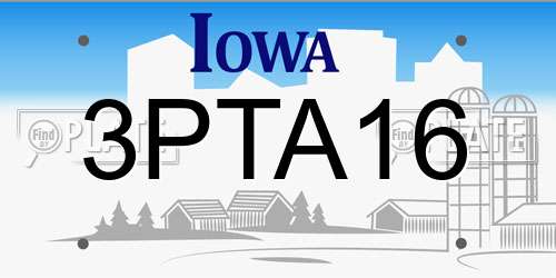 3PTA16 Iowa License Plate
