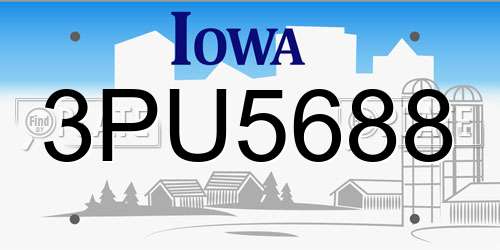 3PU5688 Iowa License Plate