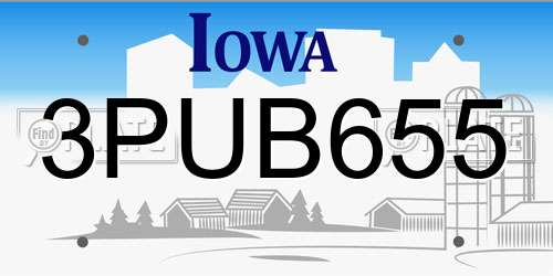 3PUB655 Iowa License Plate