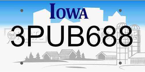 3PUB688 Iowa License Plate