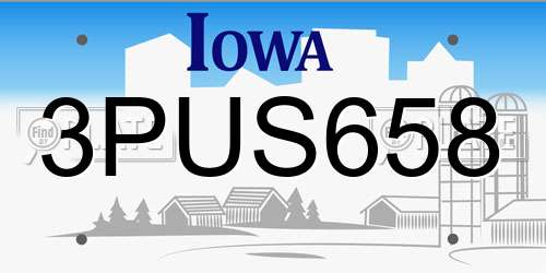 3PUS658 Iowa License Plate