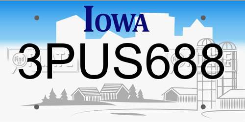 3PUS688 Iowa License Plate