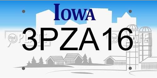 3PZA16 Iowa License Plate